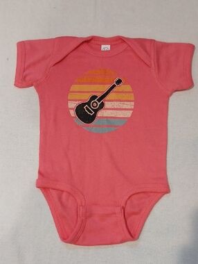 Rabbit Skins Coral Graphic Rock Guitar Baby Bodysuit